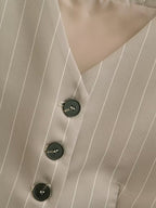 V-neck Stripe Short Vest Jacket