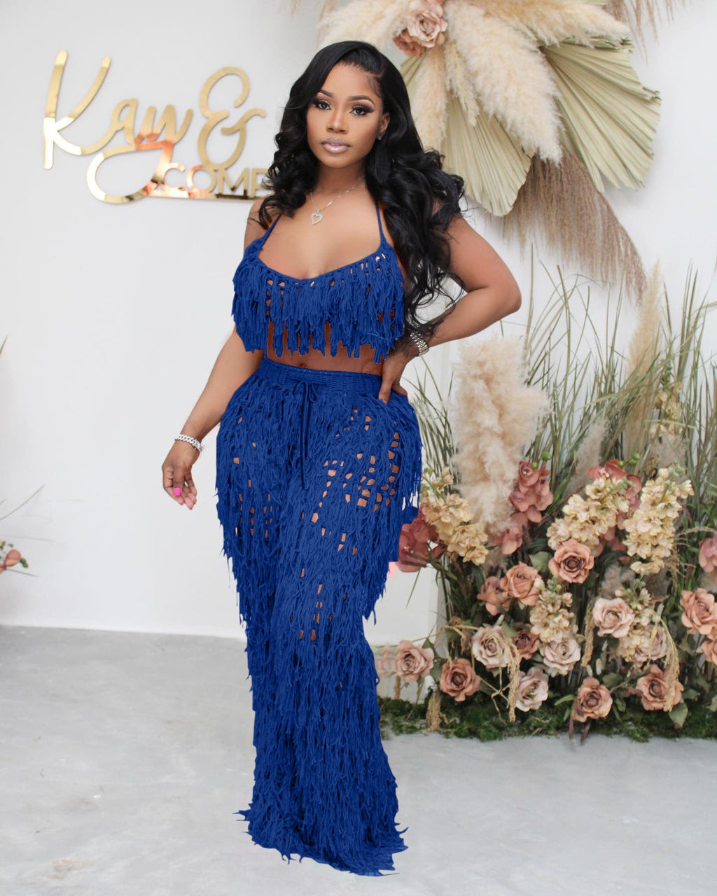 Sexy See through Crochet Tassel Beach Suit