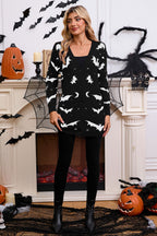 Halloween Bat Jacquard Knit Sweater