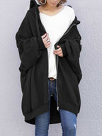 Zipper Long Fleece Lined Coat Hoodies