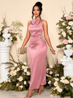 Satin Pleated Grace Formal Dress Maxi Dresses