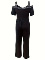 Polka Dot Print Off-shoulder Wide Leg Jumpsuits