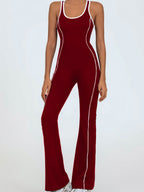 Color-blocked Backless Fitness Exercise Bodysuits