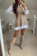 V Neck Side Split Trendy Sweater Vest