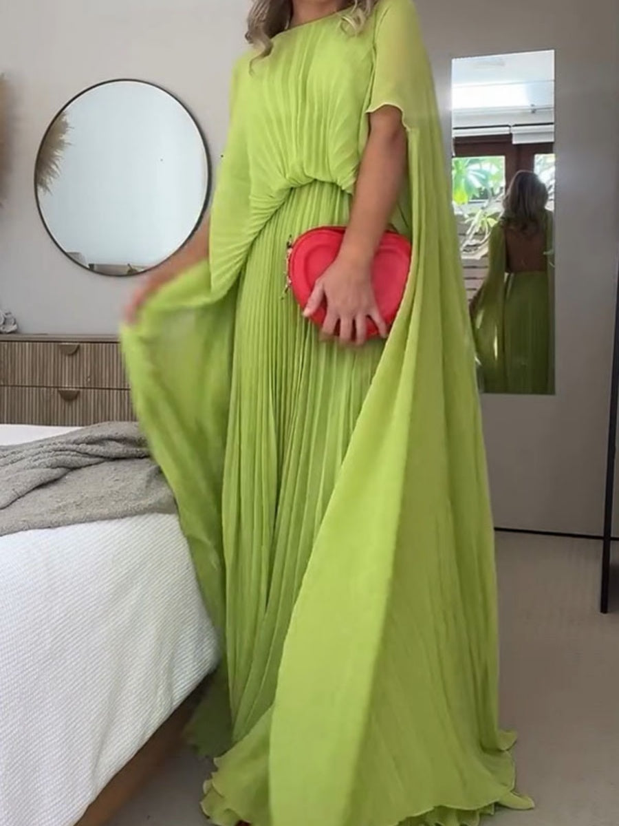 Loose-fit Cloak Style Crimp Maxi Dresses