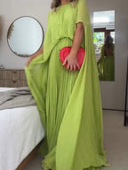 Loose-fit Cloak Style Crimp Maxi Dresses