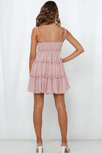 Floral Print Tie Shoulder Square Neck Tiered Ruffle Mini Dress