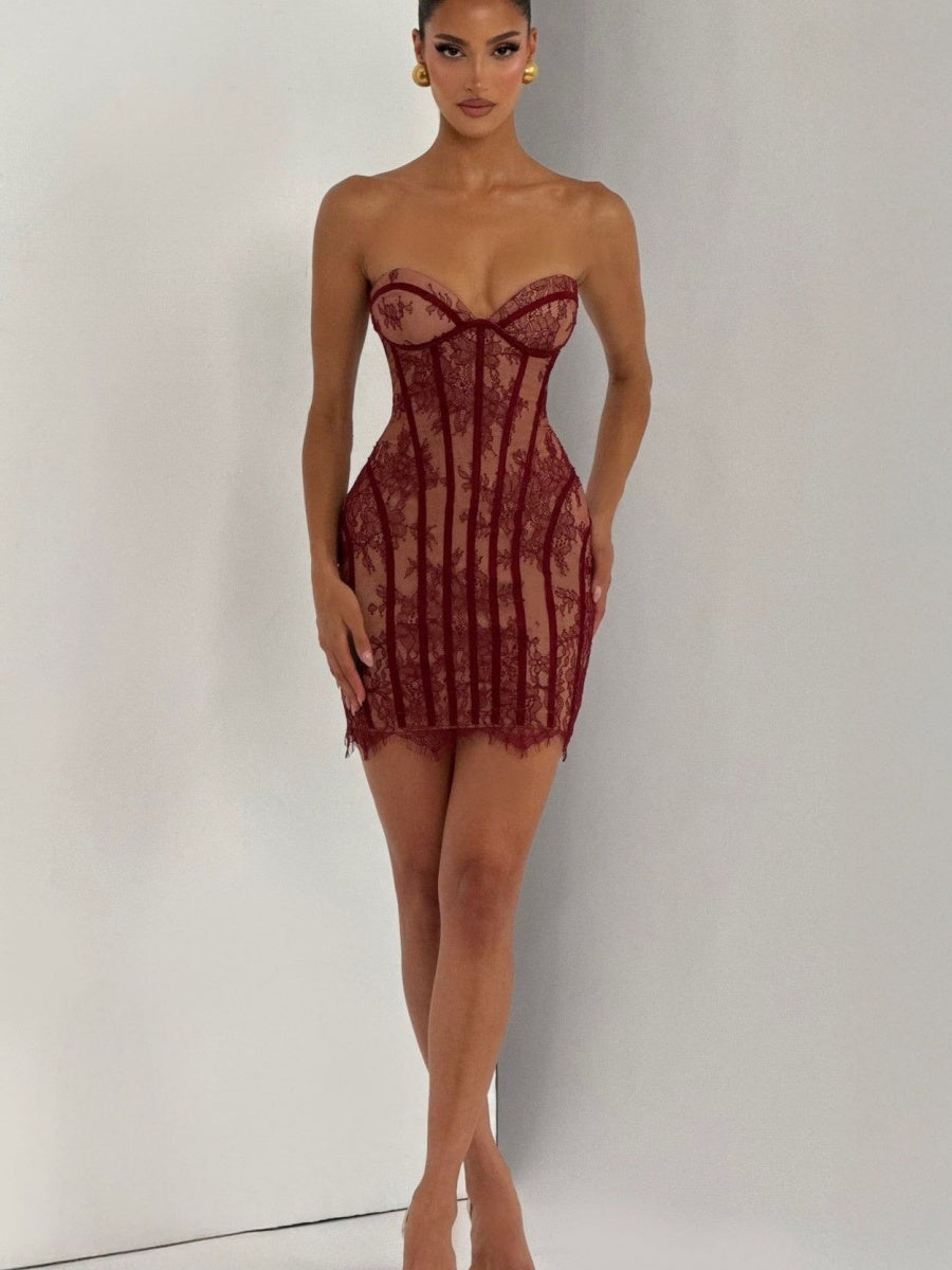Lace Waist Corset Hip-hugging Formal Dress Mini&Short Dresses