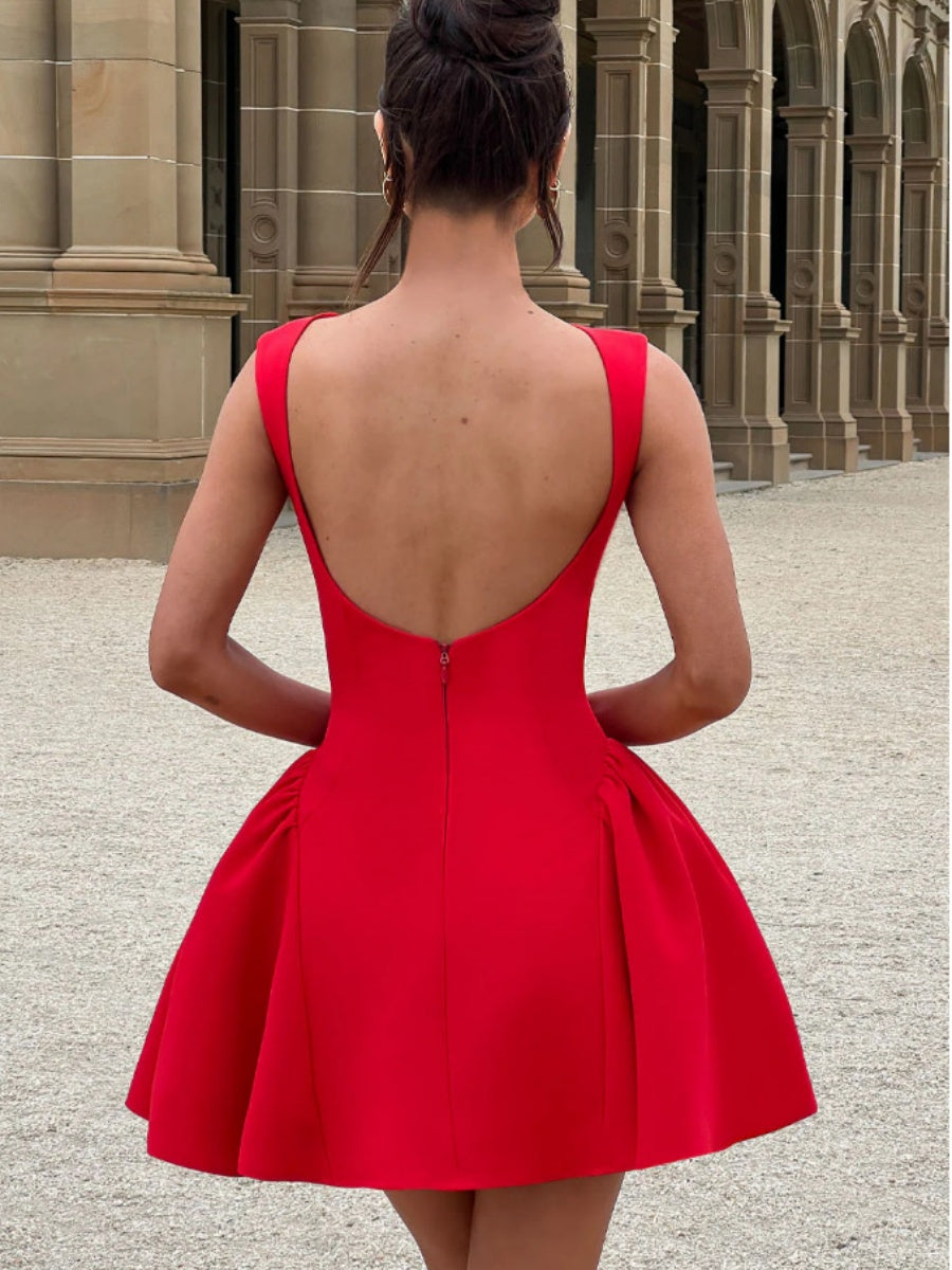 Sleeveless Big Swing Mini&Short Dresses