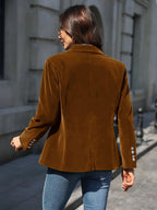 Slim Velvet Buttons Patch Pocket Blazer