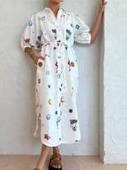 Tie-waist Puff Sleeve Shirt Dress