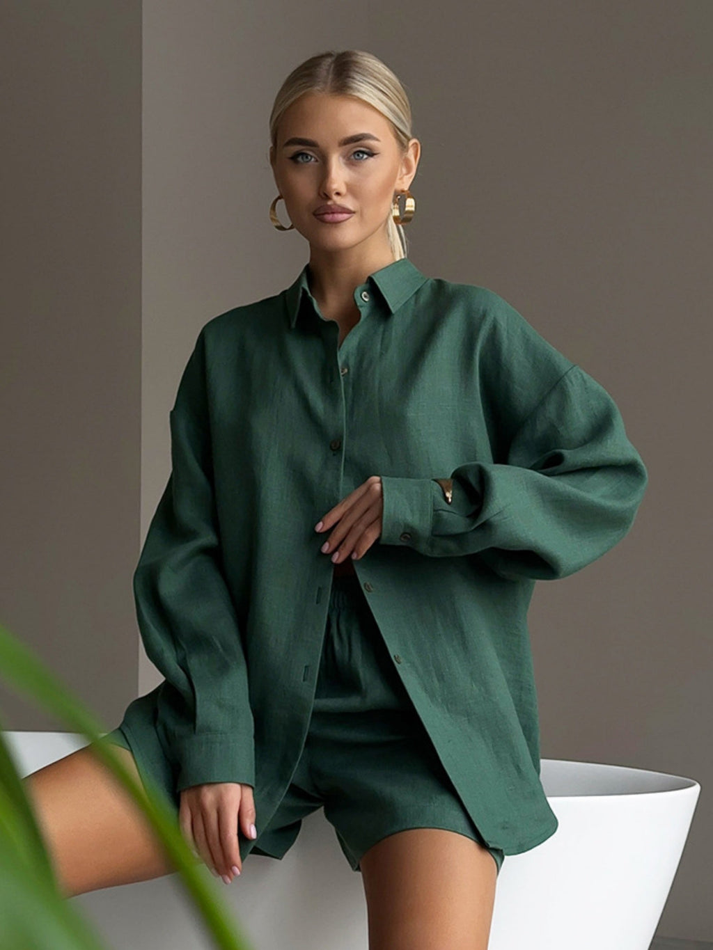 Long-sleeved Cardigan Shorts 2-piece Sets