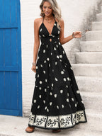 Camisoles Backless Printed Retro Vacation Maxi Dresses