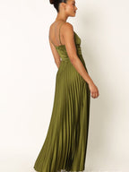 Camisoles Green Formal Dress Crimp Maxi Dresses