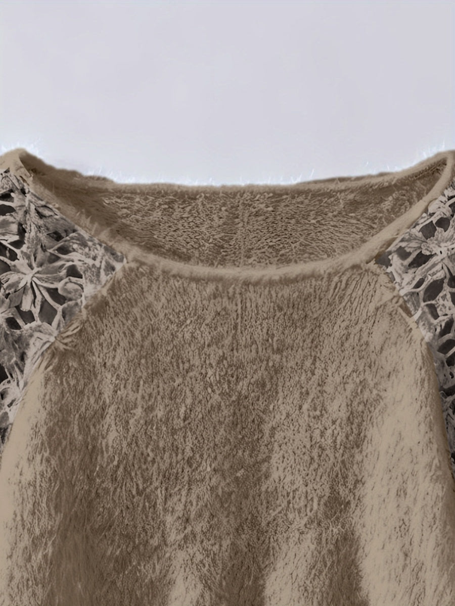 Lace Applique Loose-fit Sweaters