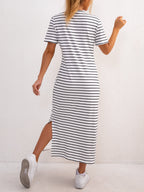 Stripes Slit Maxi Dresses