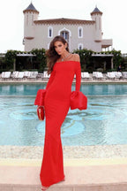 Mariana Minimalist Solid Colored Lantern Sleeve Dress Chic Silhouette Collection