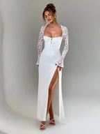 High Slit Lace Formal Dress Maxi Dresses