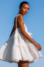 Tie Shoulder Tiered Ruffle Babydoll Mini Dress