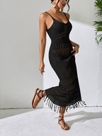 Hollow Tassel Knitting V-neck Camisoles Cover Ups