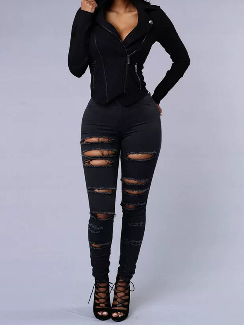 Hole Stretch Slimming Pencil Pants Jeans