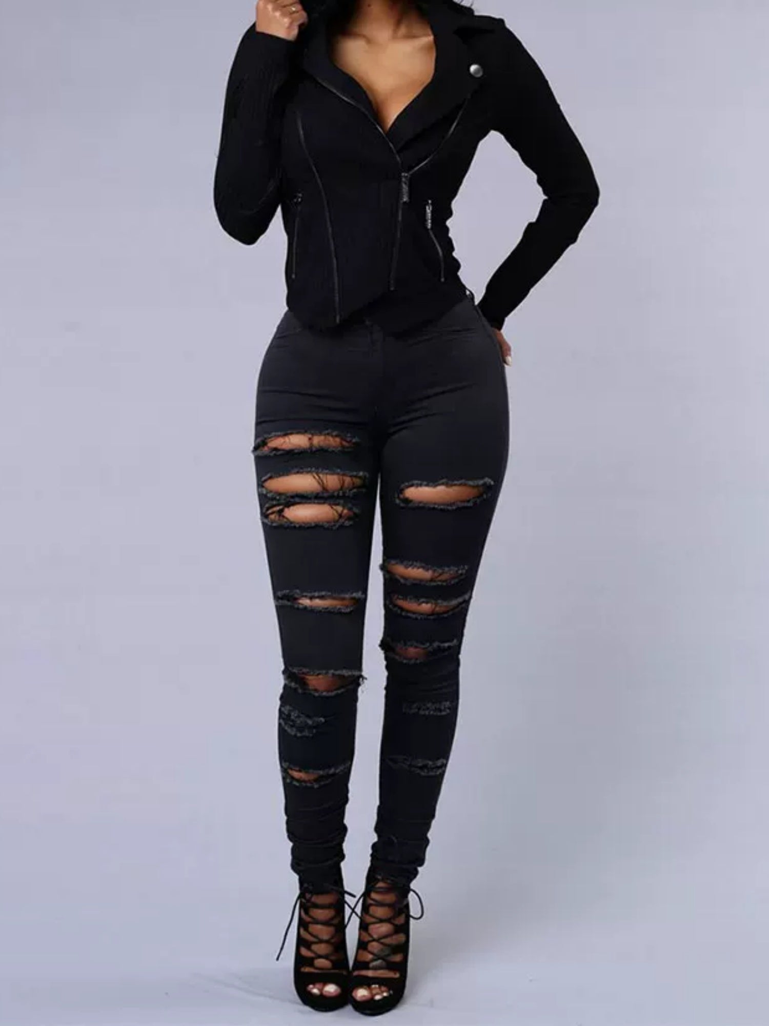 Hole Stretch Slimming Pencil Pants Jeans