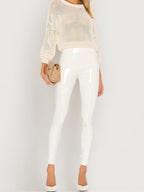 Glossy PU Leather Pencil Pants Pants