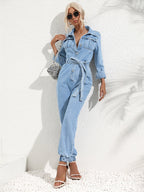 Button-up Slim-fit Jumpsuit Jeans