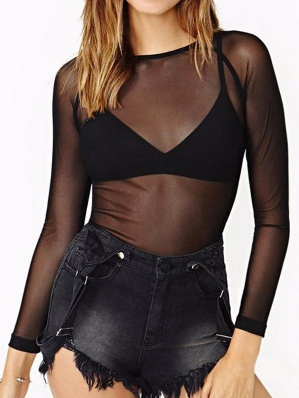 Long-sleeved Sexy See-through Thin See-through Top