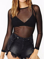 Long-sleeved Sexy See-through Thin See-through Top