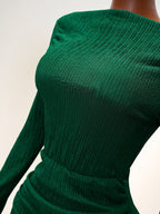 Knitting Long Sleeve High Waist Slim-fit Hip-hugging Drawstring Maxi Dresses