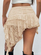 Y2K Lace Low-waisted Pleats Multi-layered Ruffles Sweet Short Skirt