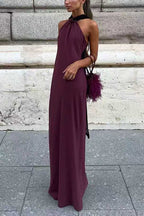 Sleeveless Draped Back Maxi Party Dress