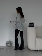 Long Sleeve Cardigan Sequins Design Shirts