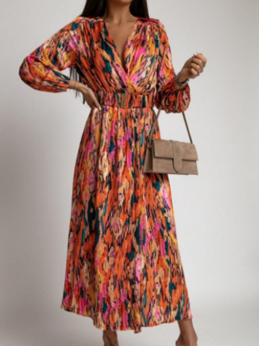 Printed Belts Wrap-up Maxi Dresses