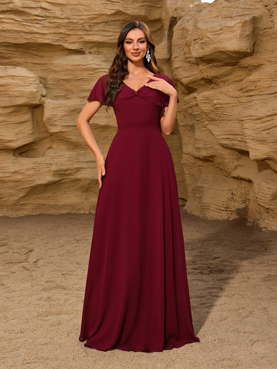 Bow Shawl Style Chiffon Temperament Formal Dress Maxi Dresses
