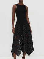 Sleeveless Lace Stitching Irregular Hem Temperament Maxi Dresses