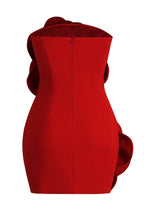 Strapless 3D Fabric Flower Applique Bodycon Mini Dress