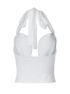 Hollow-out Bralette With Underwire, Tight-fitting Solid Color Halter Neck Double-layer Vest