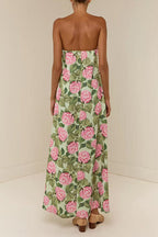 Strapless Tube Jardin Print Maxi Dress