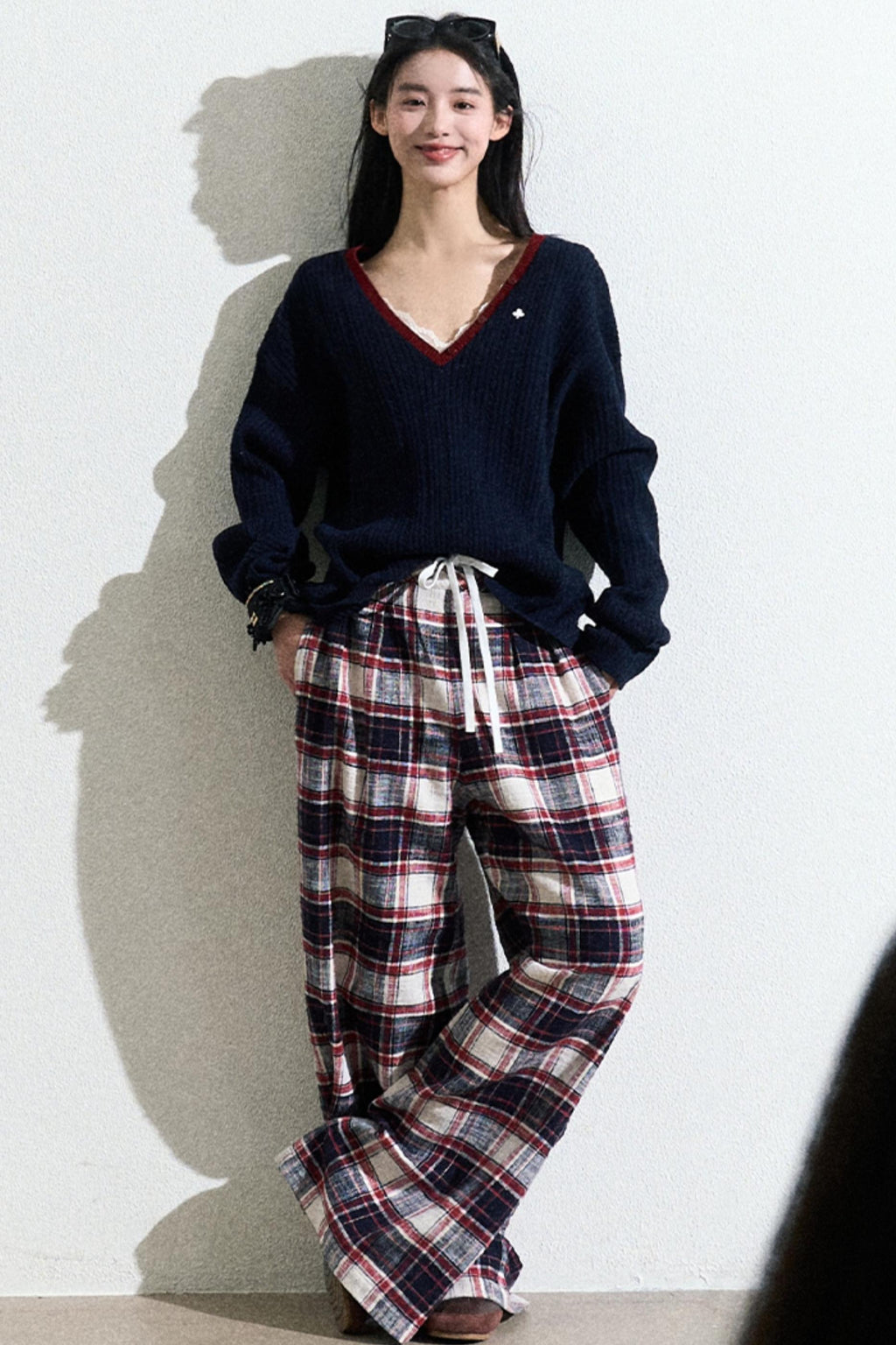 Navy V-Neck Knit Cardigan