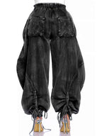 Y2K Drawstring Bow Tie Loose-fitting Ankles Jeans