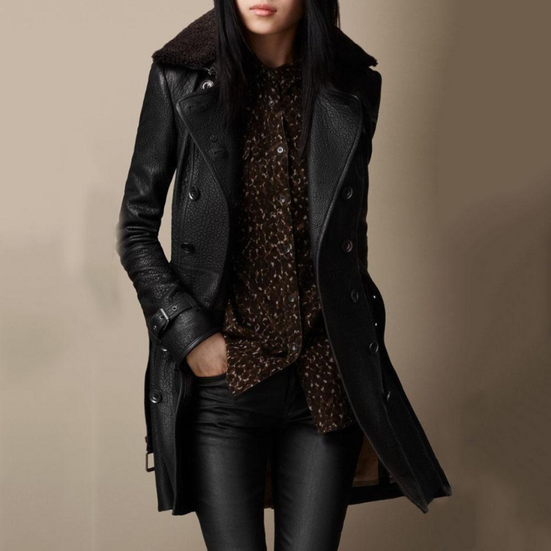 | Leather trench coat for women