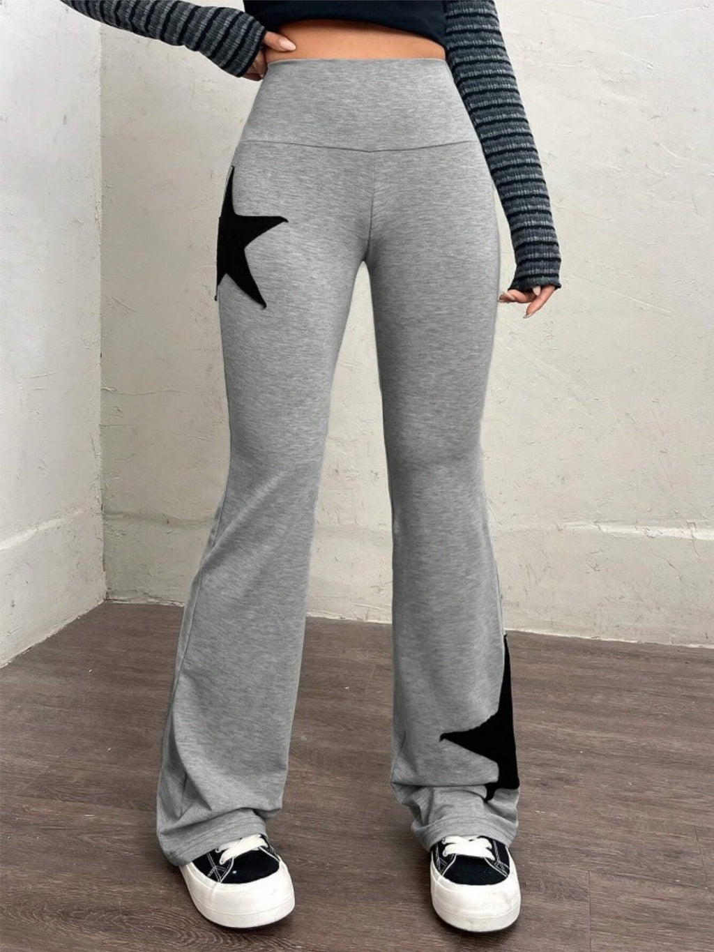 Five-pointed Star Elastic Tights High-waisted With A Slight Flare Pants