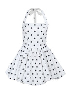 Polka Dots Printed A-line Halter Neck Short Dress