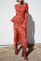 Bell Long Sleeves Floral Print Maxi Dress