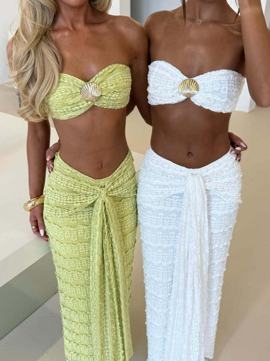 Lace Jacquard Two-piece Swimsuit Set For Vacation And Beach Leisure