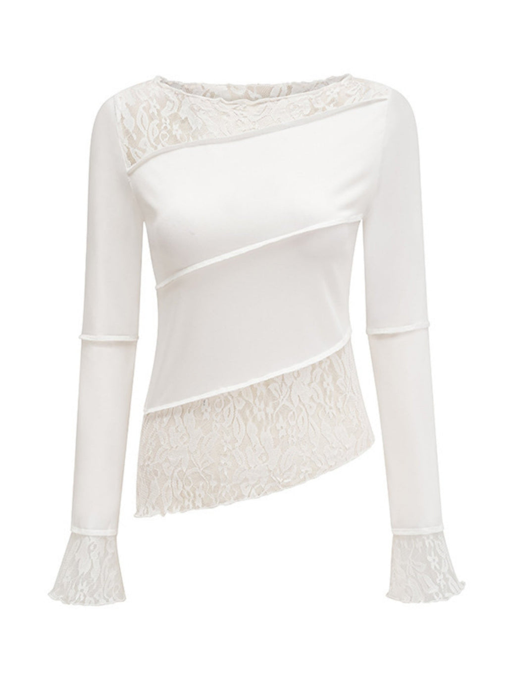 Lace Patchwork Long-sleeved T-shirt