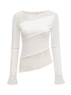 Lace Patchwork Long-sleeved T-shirt
