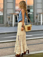 Lace Trim Hollow Geometric Patterns Skirts